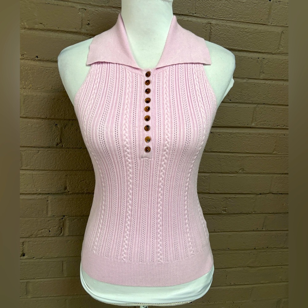Heartloom lavender pink CableNet sleeveless sweater M